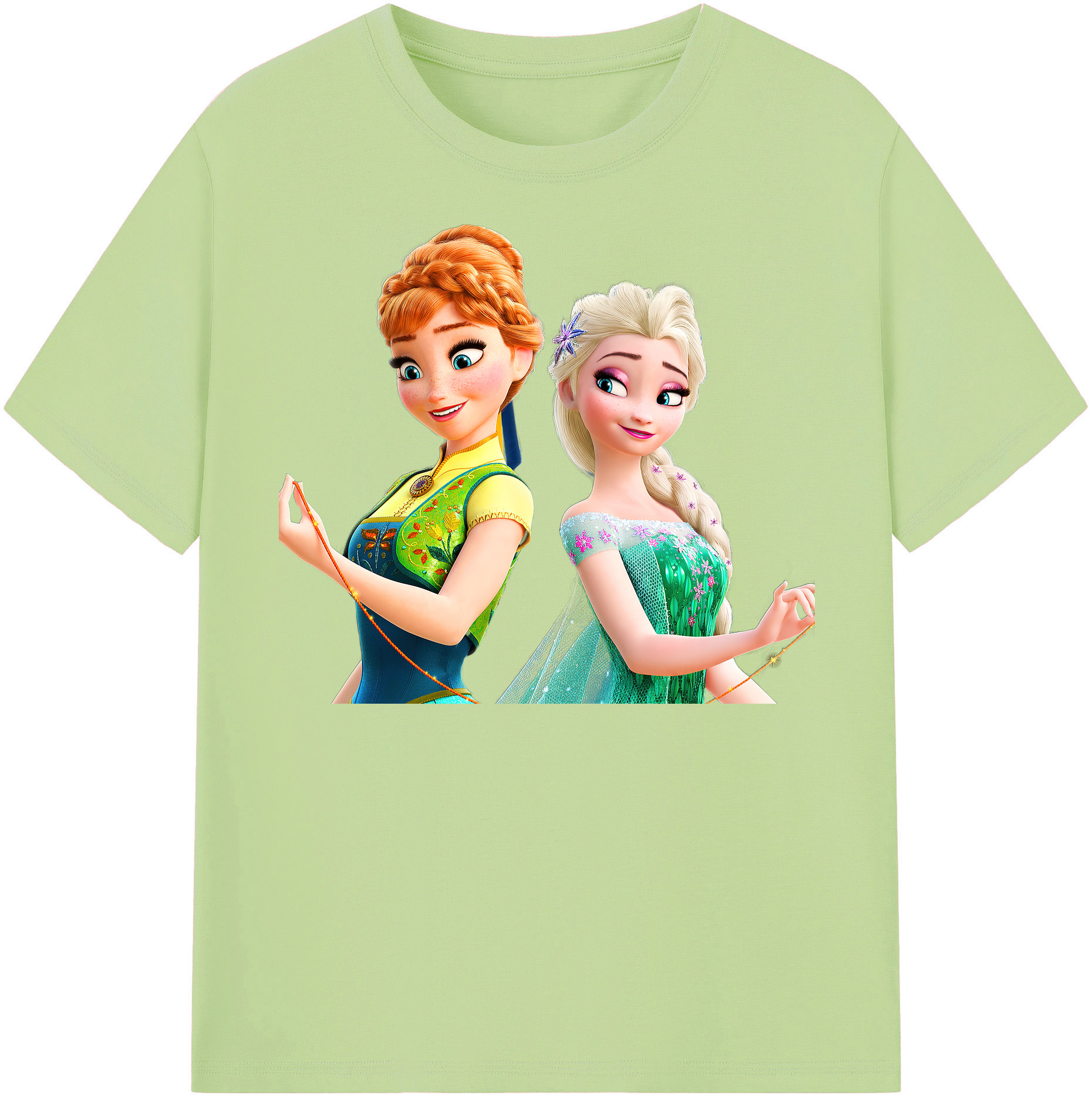 （画像用） アナと雪の女王 アンナ エルサ Frozen Anna Elsa 綿100％半袖Tシャツ（フロントプリント）